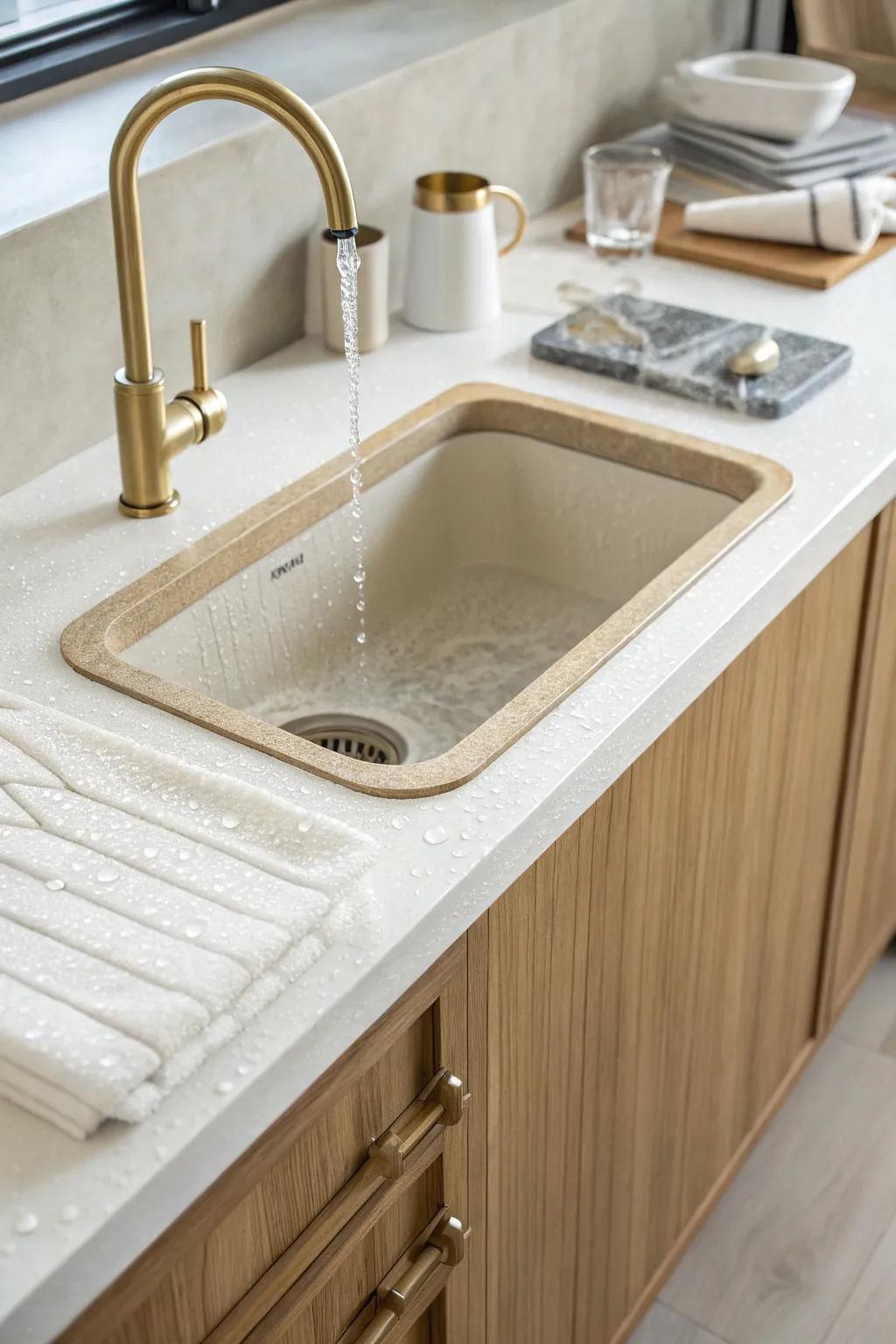 Tiny wet bar upgrade: a drainboard counter gives rinsed glasses a chic place to land.