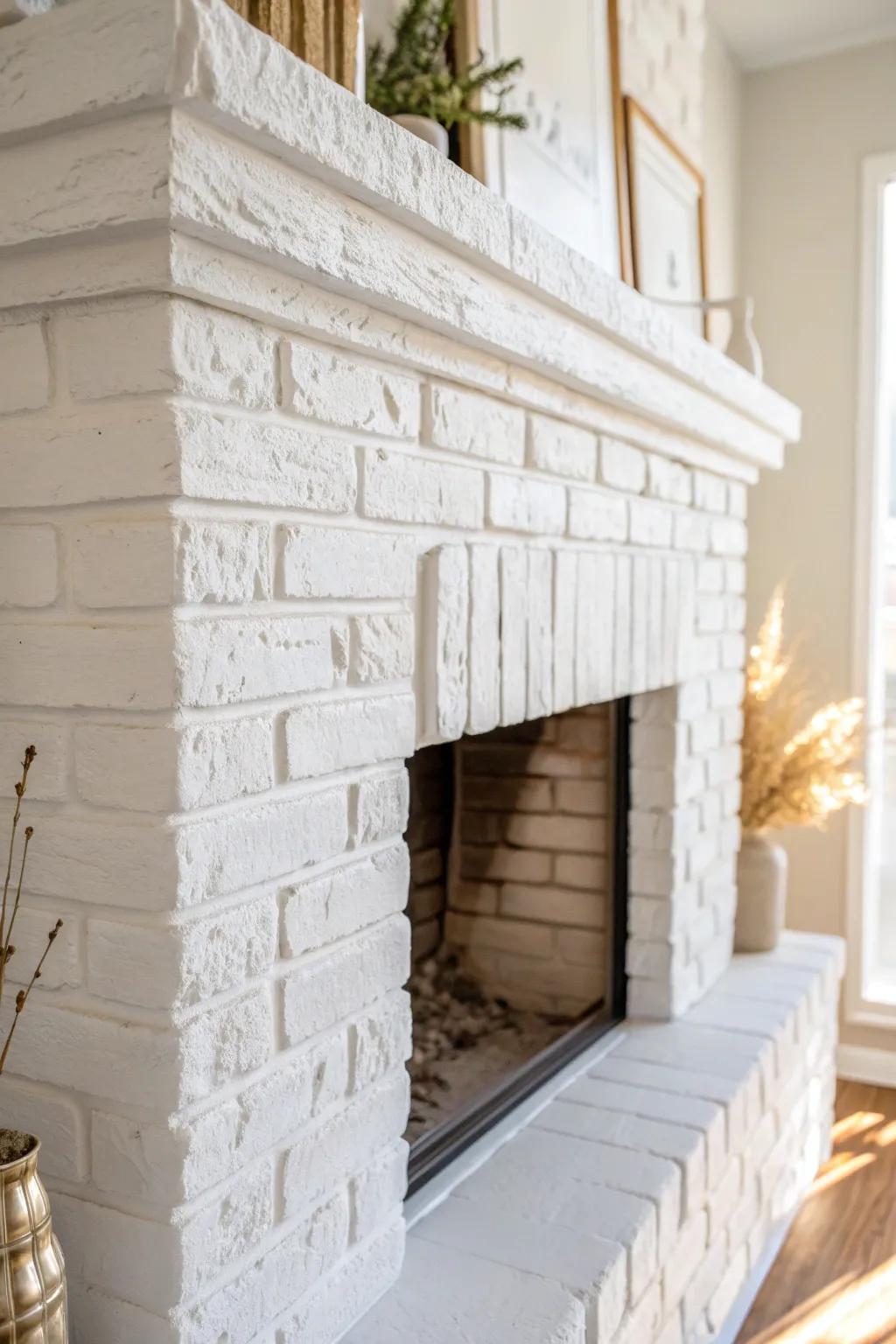 Paint brick white for instant depth—beautiful texture without visual clutter in a small living room.