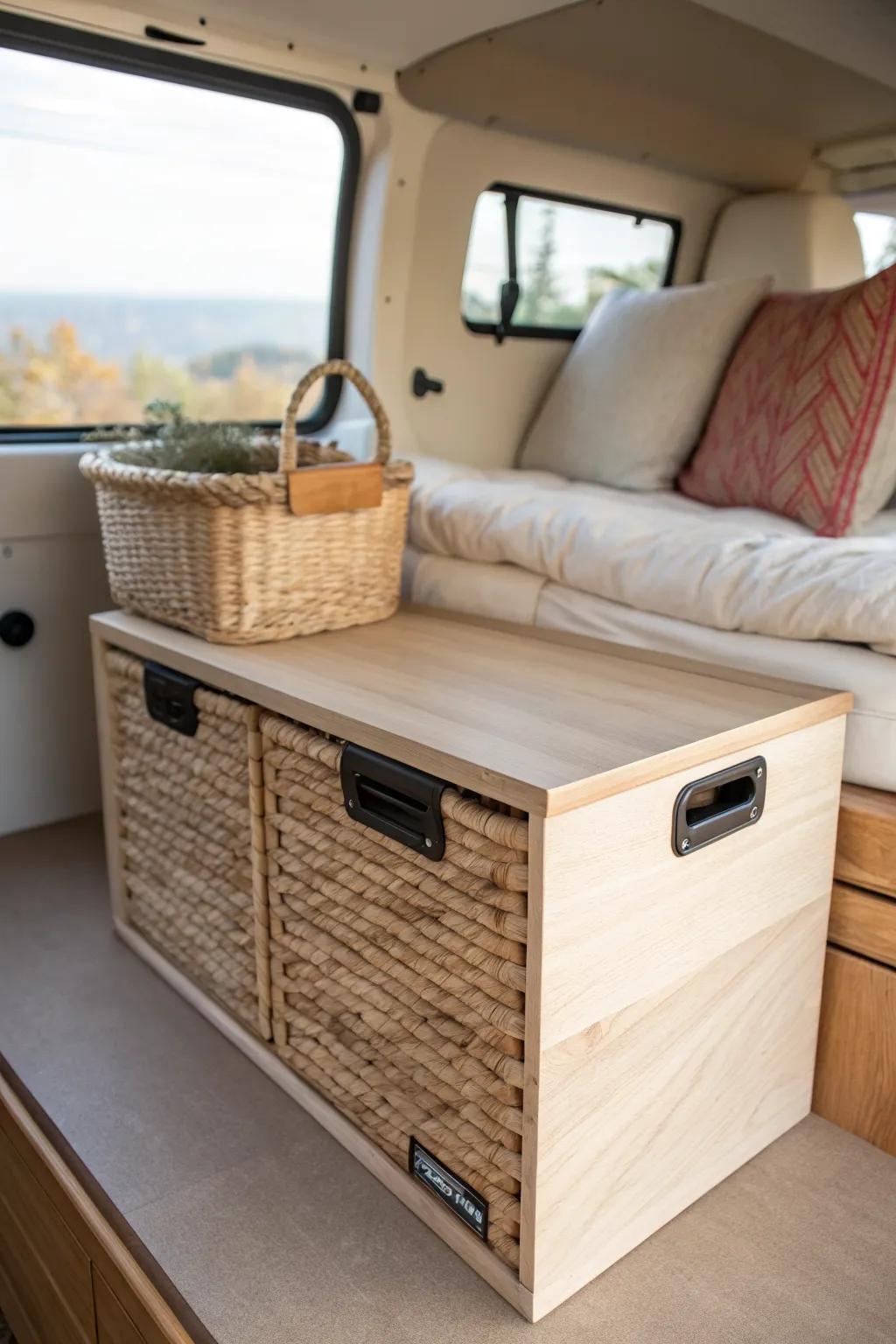 Box in your wheel well for a seamless built-in ledge—pretty storage that saves space.