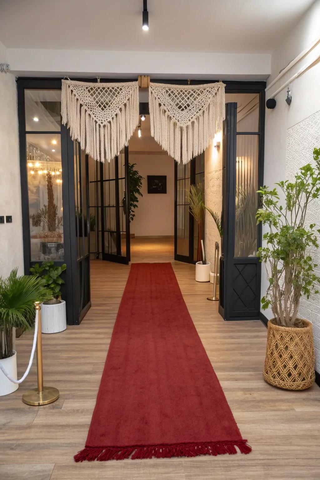 Step into elegance: A chic faux casino entrance sets the stage for an unforgettable card party night.