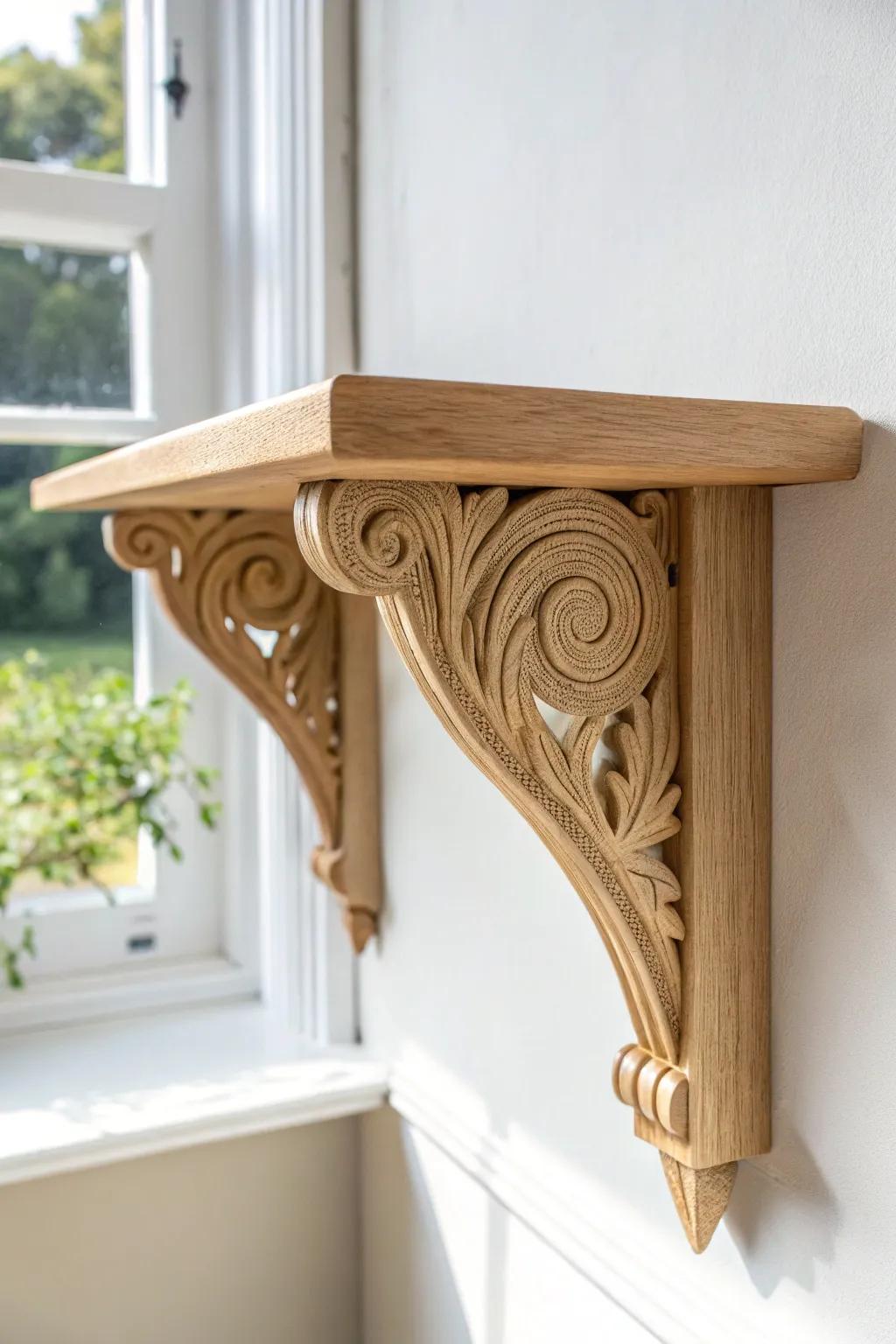 Flip corbels upside down for a sleek, modern shelf detail that still feels warm and crafted.