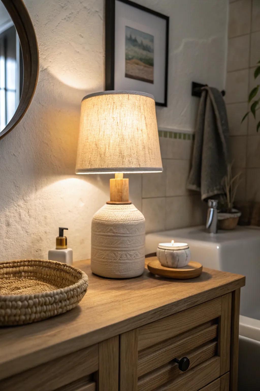 Install a Night Spa glow zone: one warm, dim lamp turns late-night bathroom trips calm and cozy.