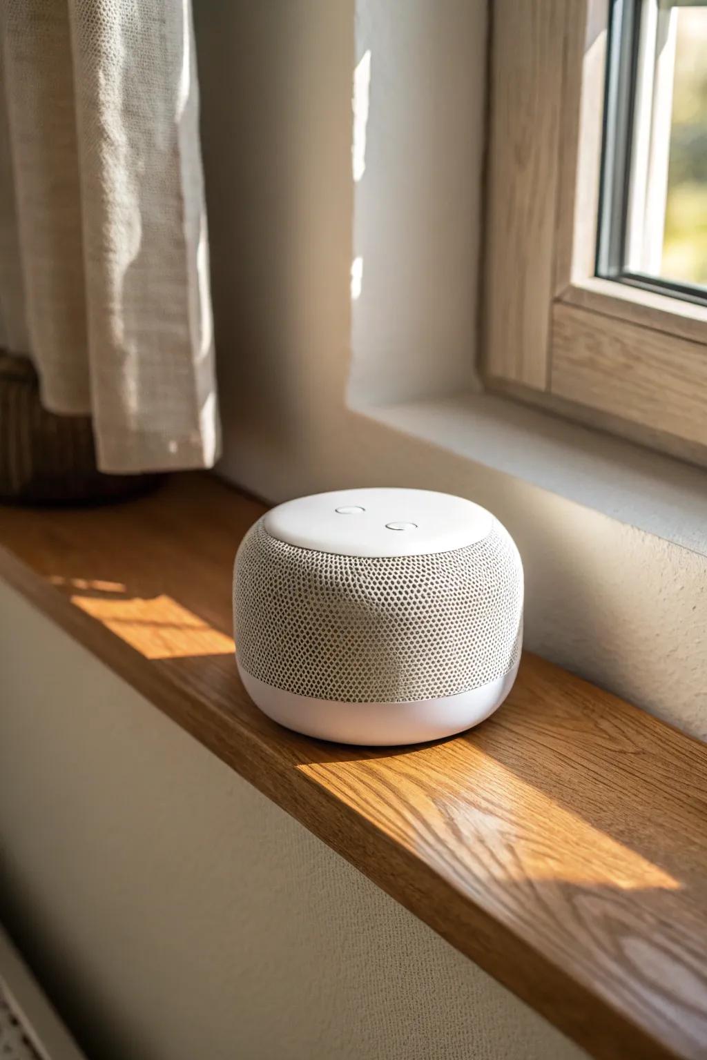 A soft soundscape: a tiny speaker in your den makes small spaces feel instantly calmer.