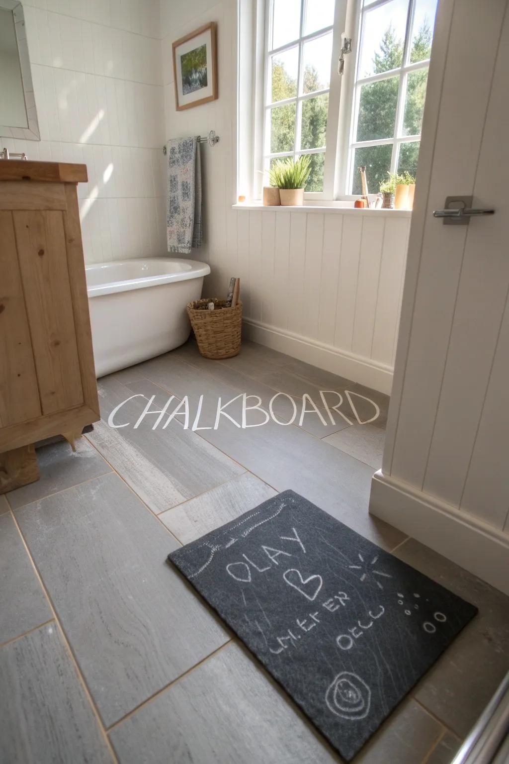 Transform your bathroom with a touch of creativity using chalkboard paint flooring. Let your imagination run wild!