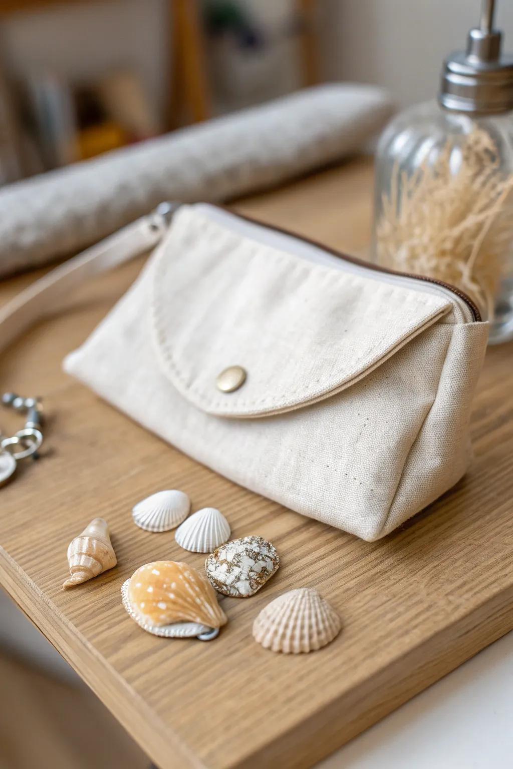 Embrace coastal elegance with a DIY seashell-embellished coin purse. Perfect for adding a touch of the beach to your everyday style.