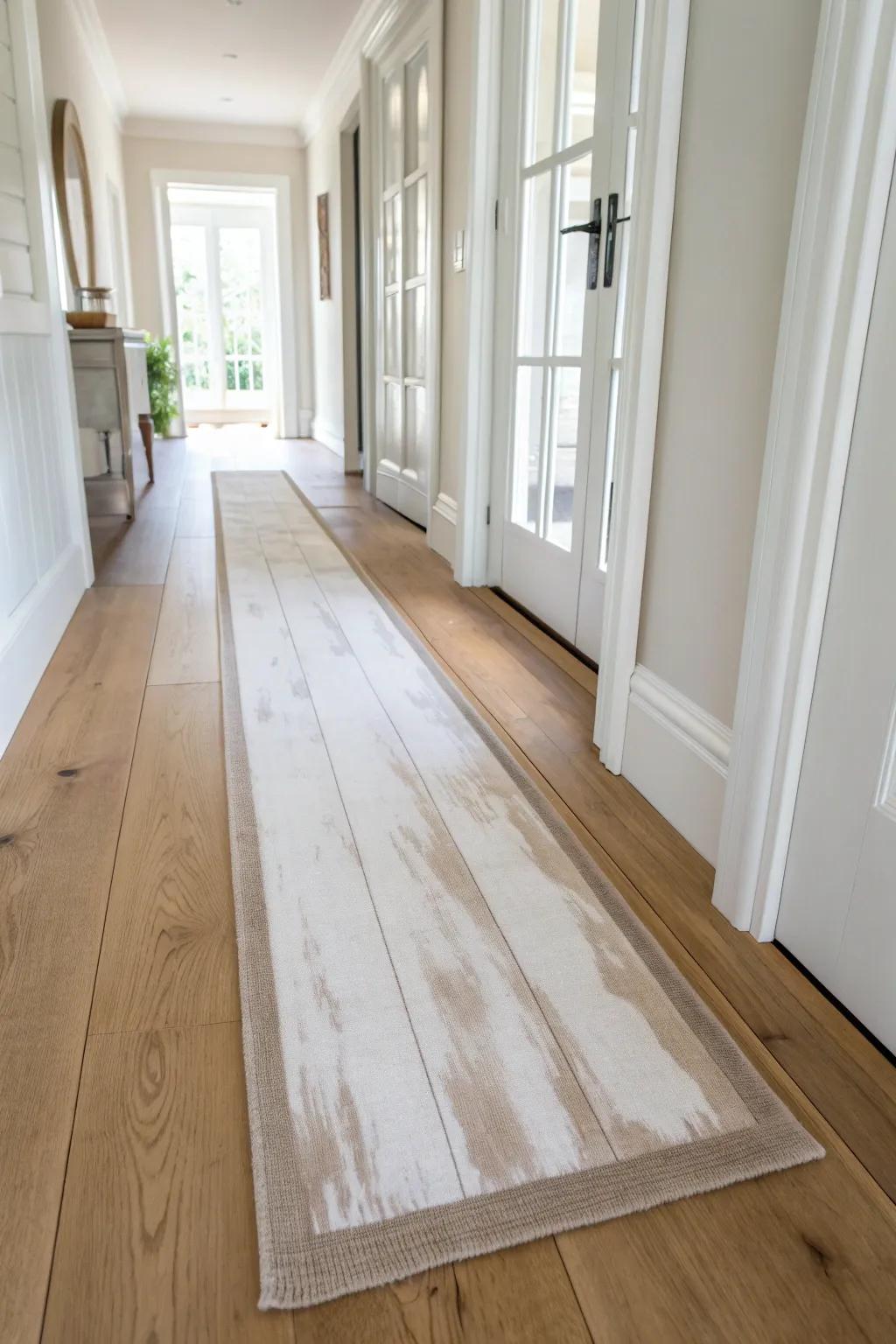 A hand-painted faux runner gives your small entry instant style—no rug commitment required.