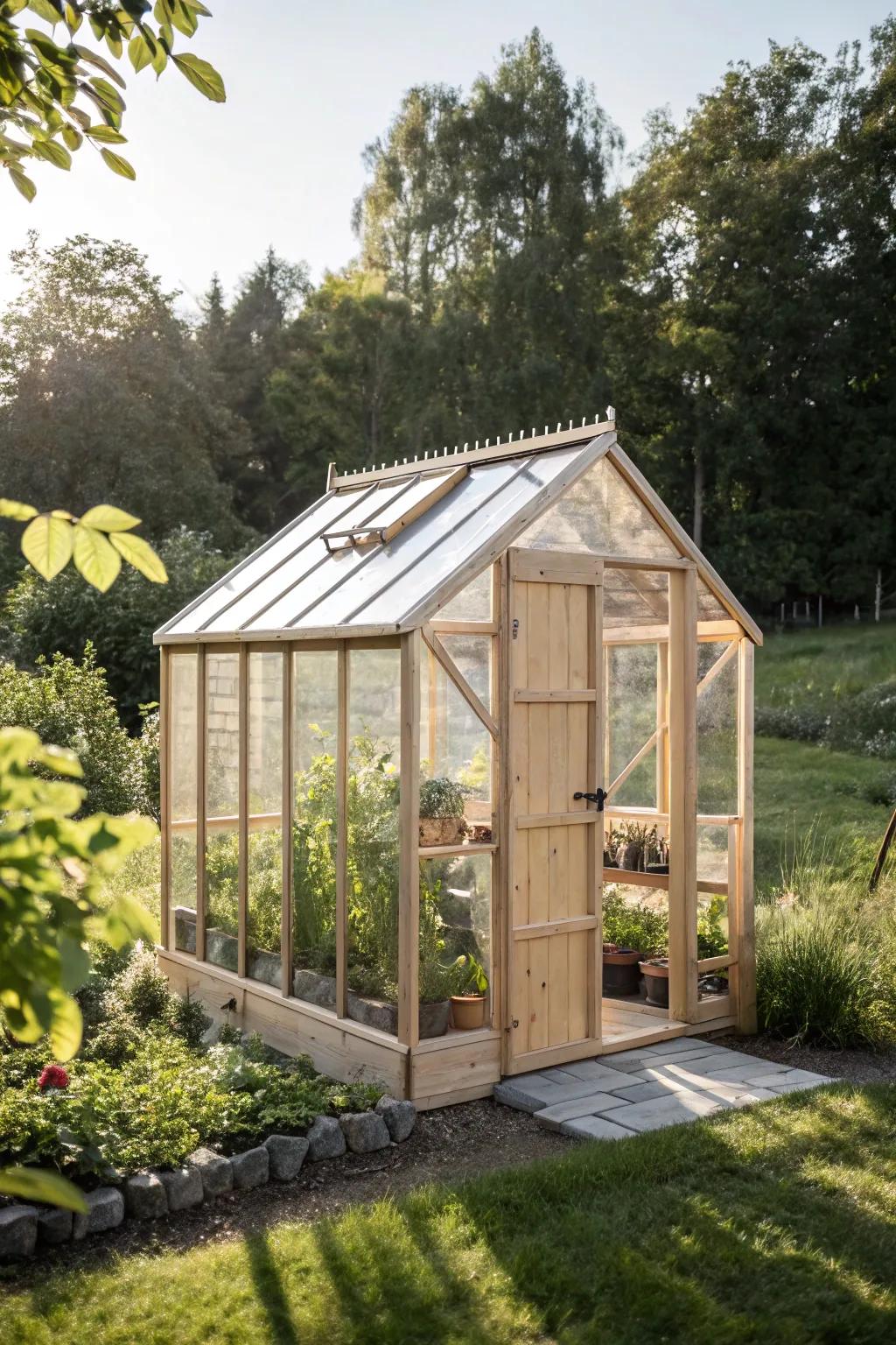 Embrace the elegance of nature with a minimalist portable greenhouse, perfect for extending your garden's growing season.