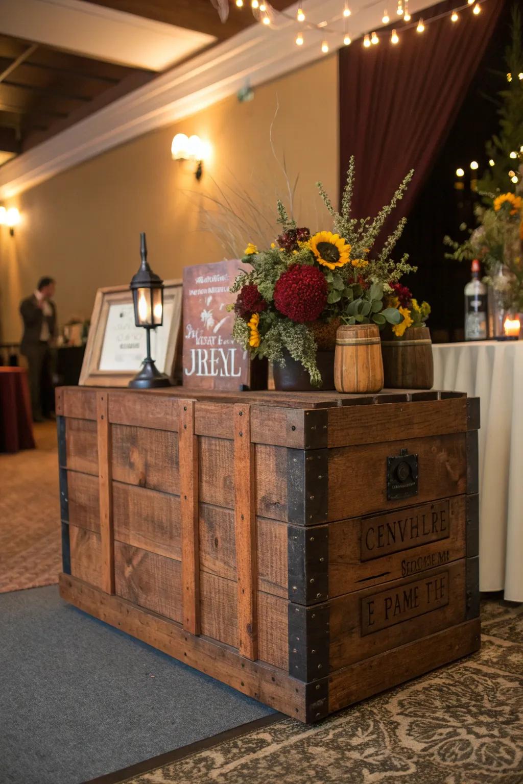 Transform any event with rustic charm using handcrafted wooden crates.