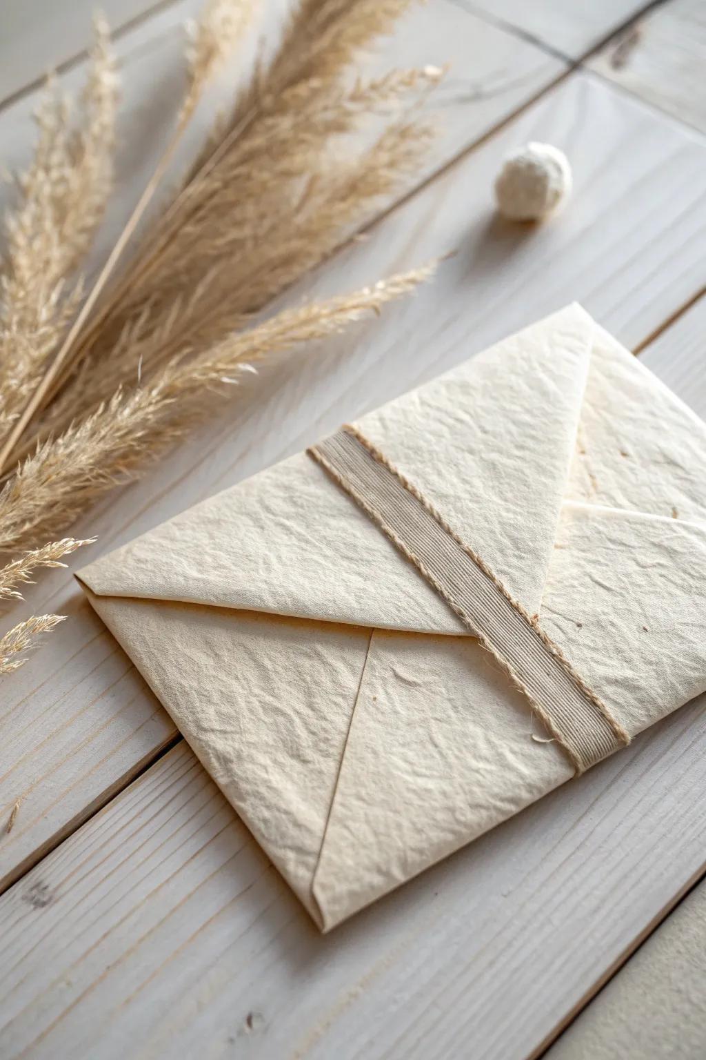 Elevate your correspondence with a touch of artistry—discover the beauty of a simple belly band on an origami envelope.