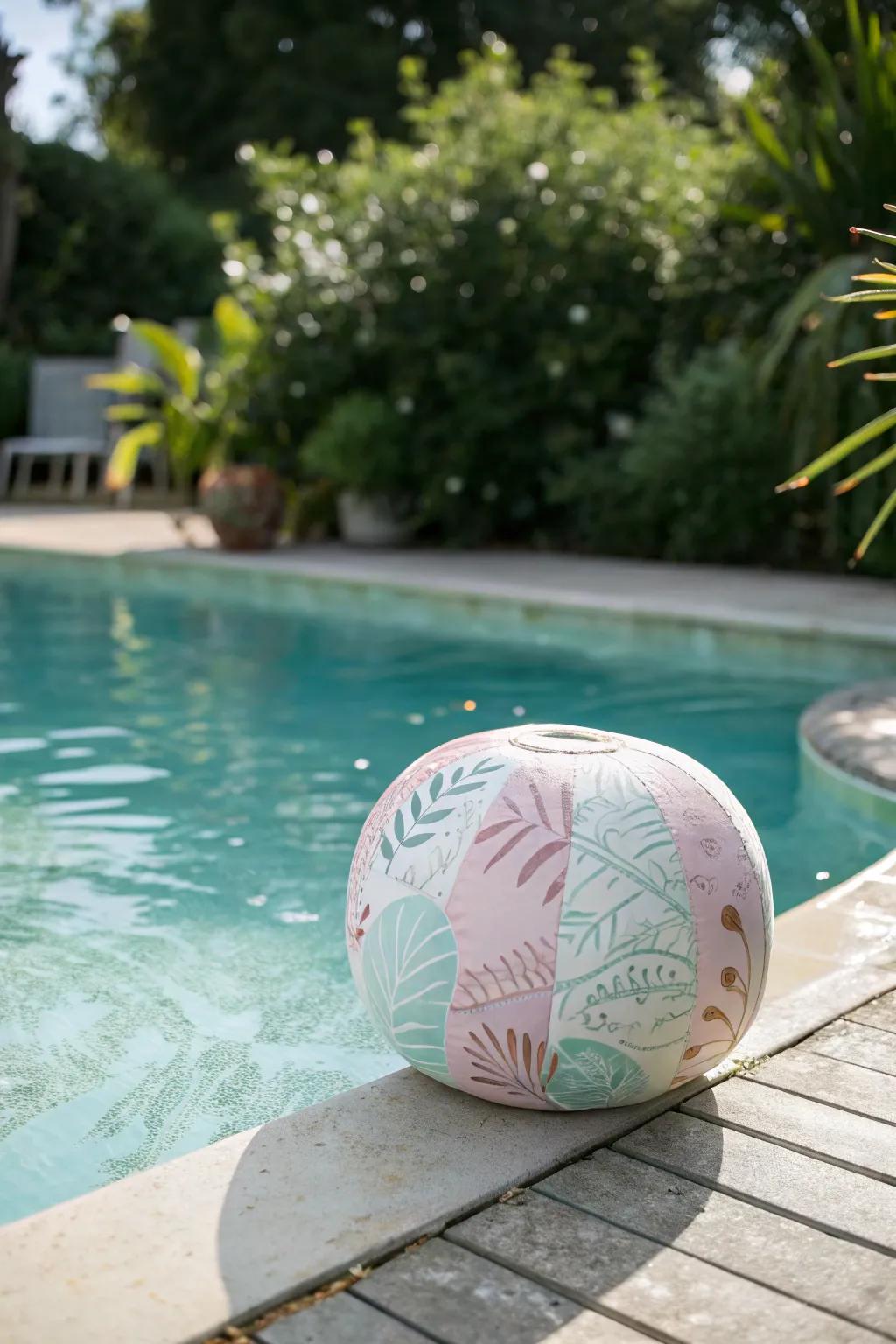 Elevate your poolside oasis with the minimalist charm of painted buoys, blending Scandinavian simplicity with Boho elegance.