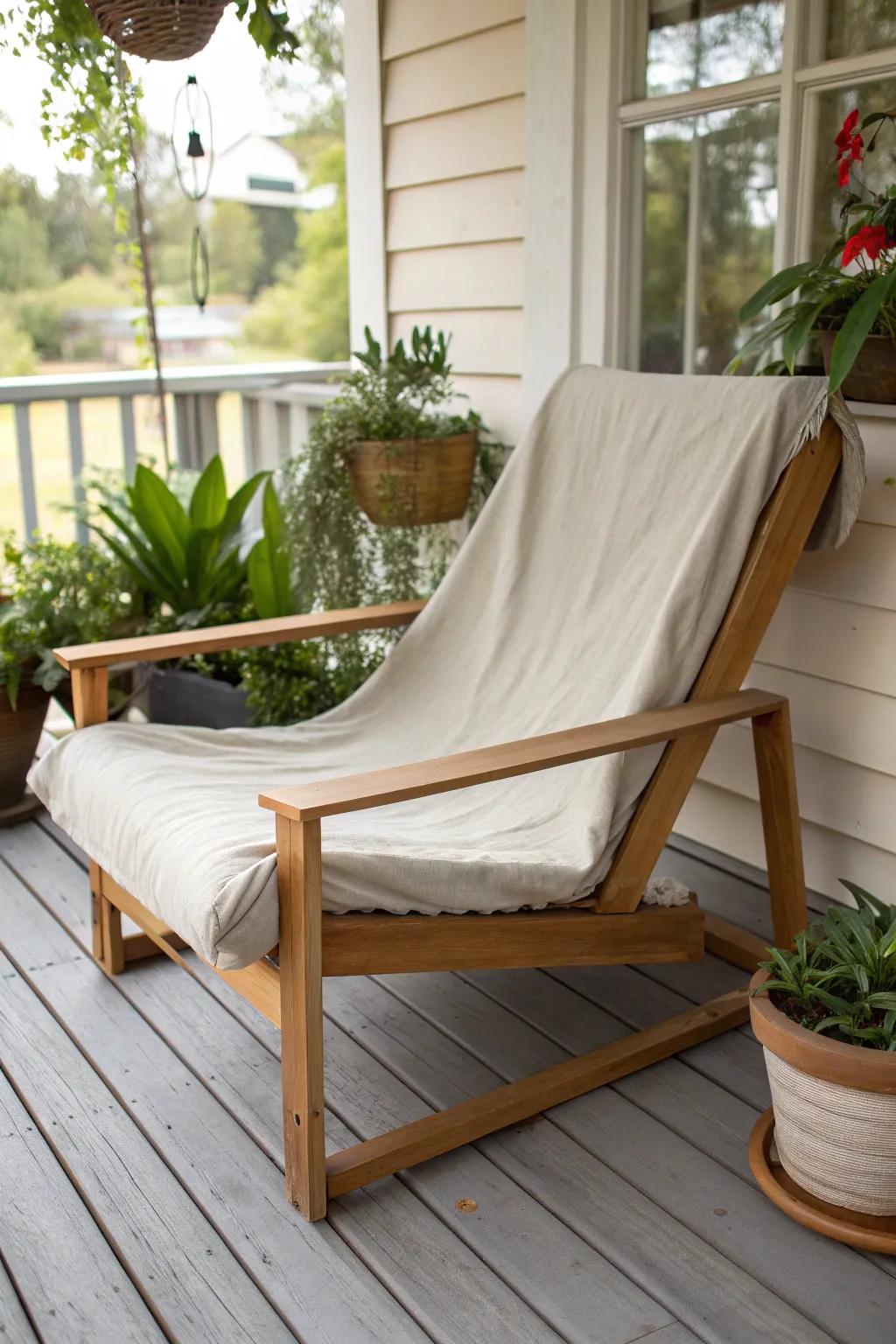 Find your perfect morning escape with this handcrafted porch chair, a blend of Scandinavian minimalism and Boho elegance.