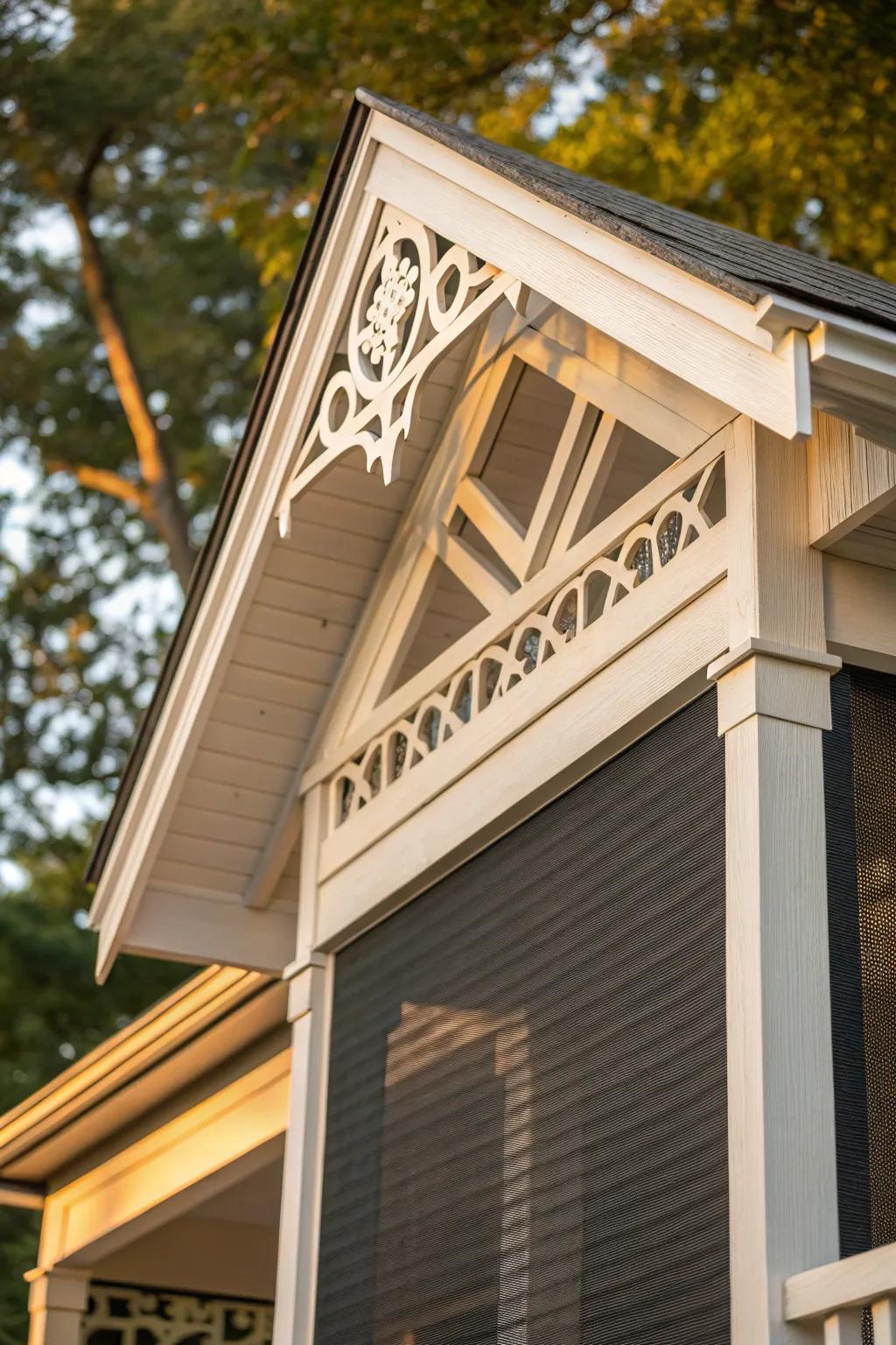 A simple geometric gable cutout adds instant, handcrafted charm to a screened porch.
