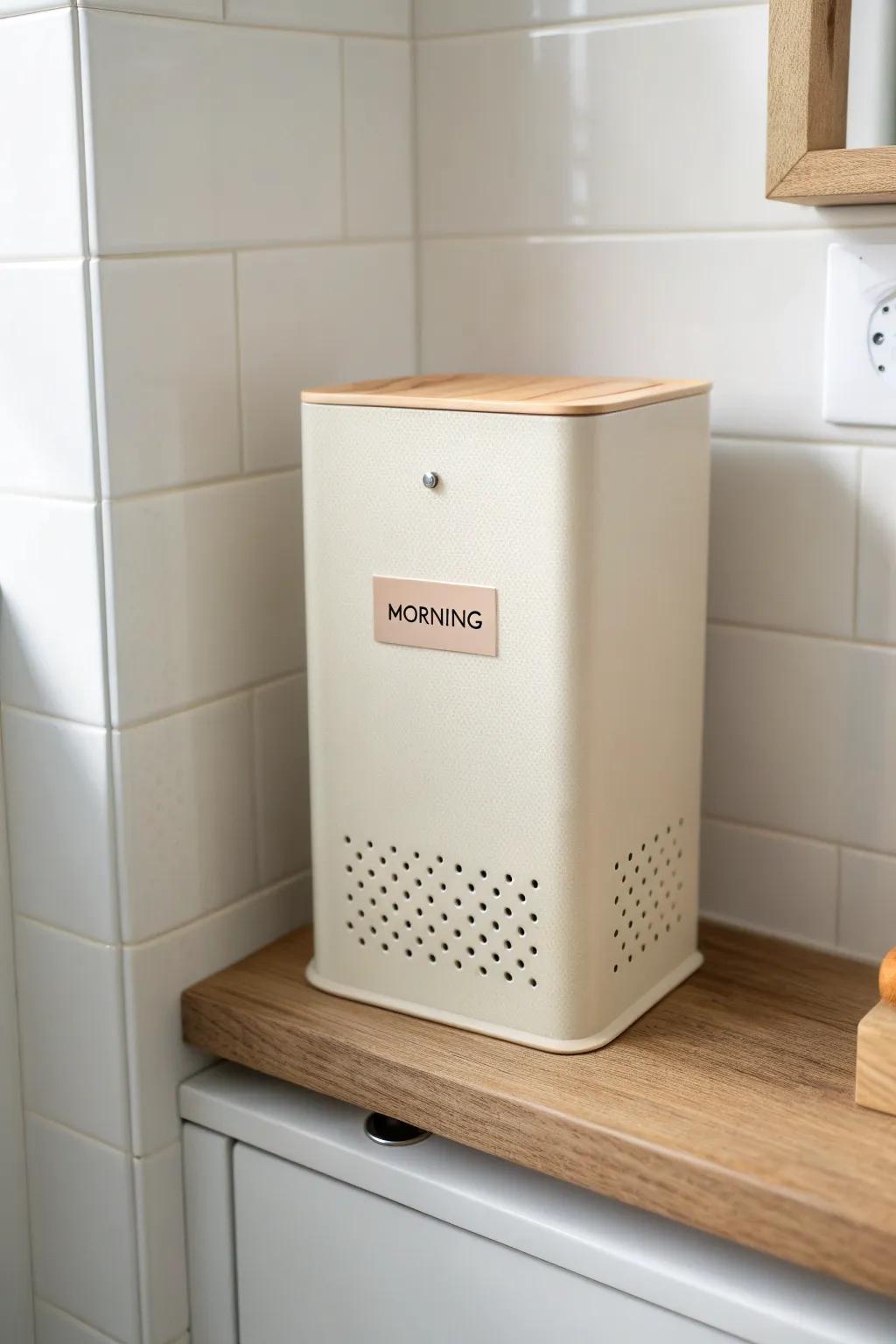 Mini bathroom “locker” bin: grab-and-go storage that resets a shared bath in under a minute.