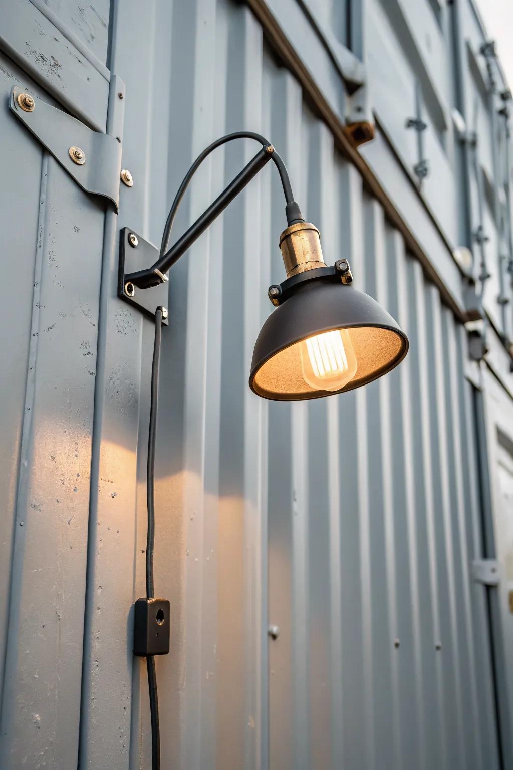 Clamp light on a container tie-down point—instant, adjustable lighting wherever you need it.