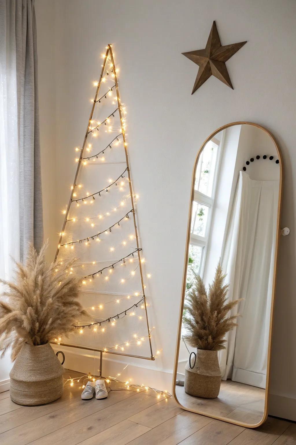 A light-only wall tree beside a mirror—double the glow and instantly open up a small room.