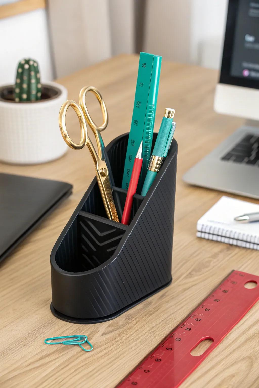 Elevate your workspace with this chic 3D-printed multi-tool holder, where functionality meets timeless design.