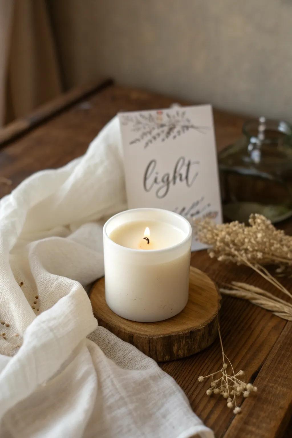 Let the gentle glow of candlelight inspire your soul on a cozy night. #WarmthInSimplicity