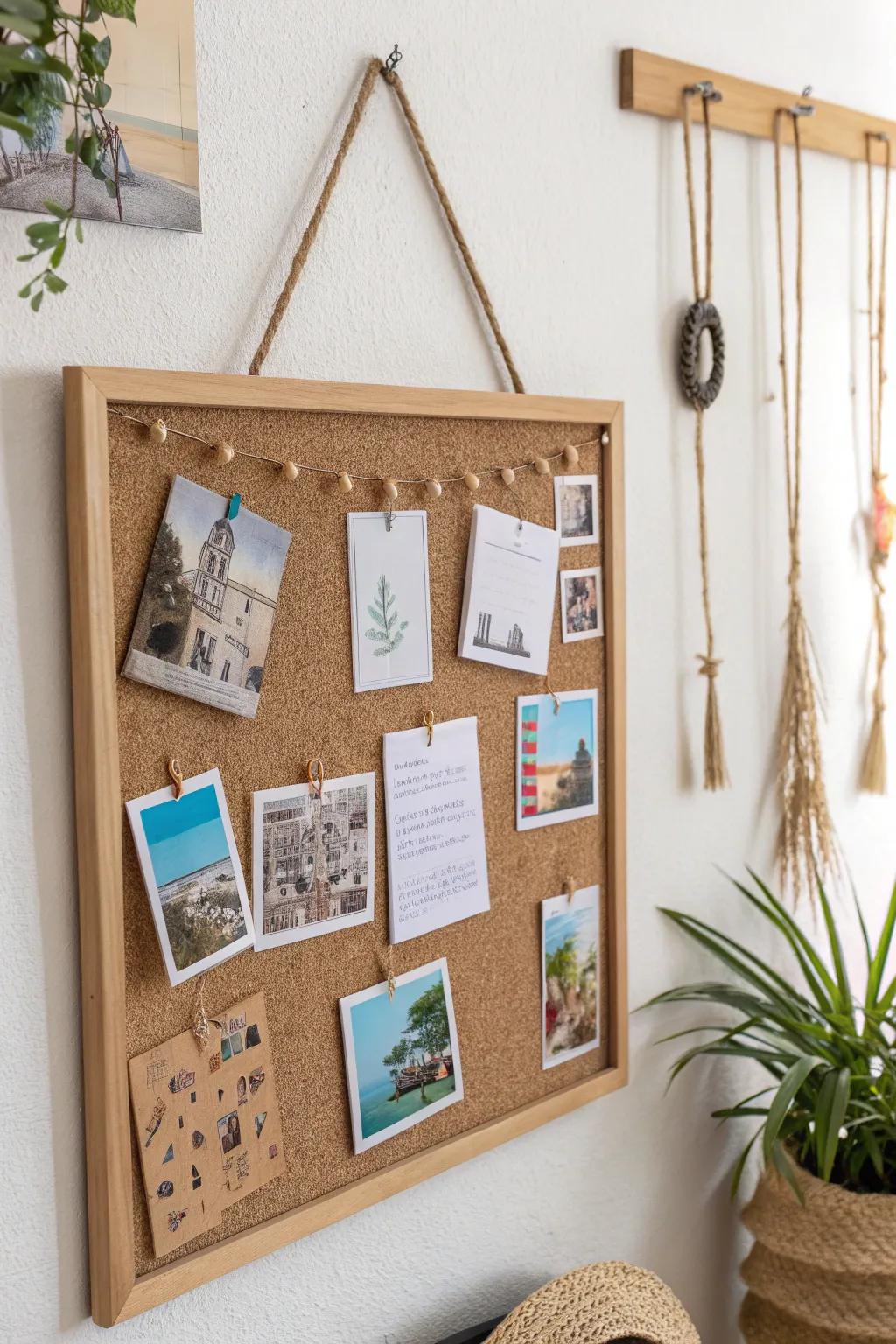 A minimalist memory wall of ticket stubs and notes—free decor that tells your story.