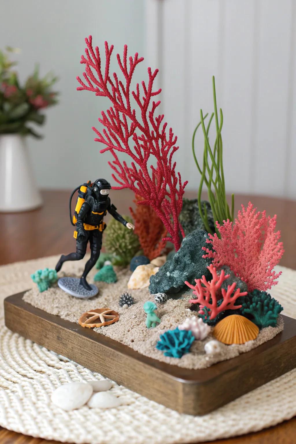 Dive into a miniature underwater adventure with this charming diorama.