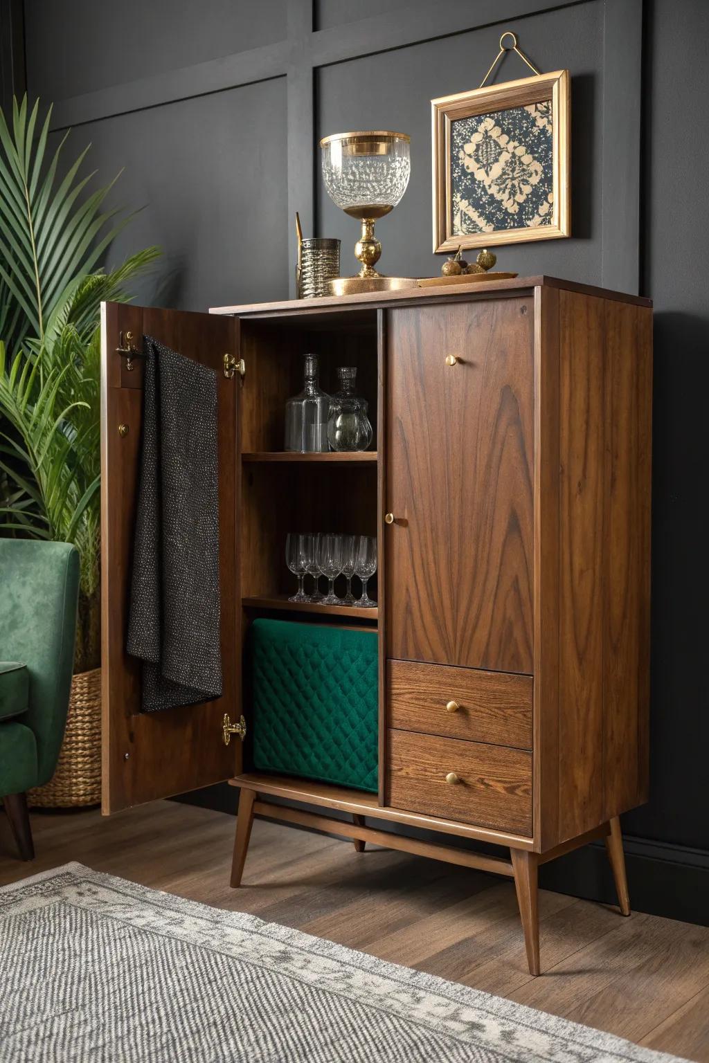 Go full speakeasy: a hidden bar cabinet turns your dining room into a cozy, secret lounge.