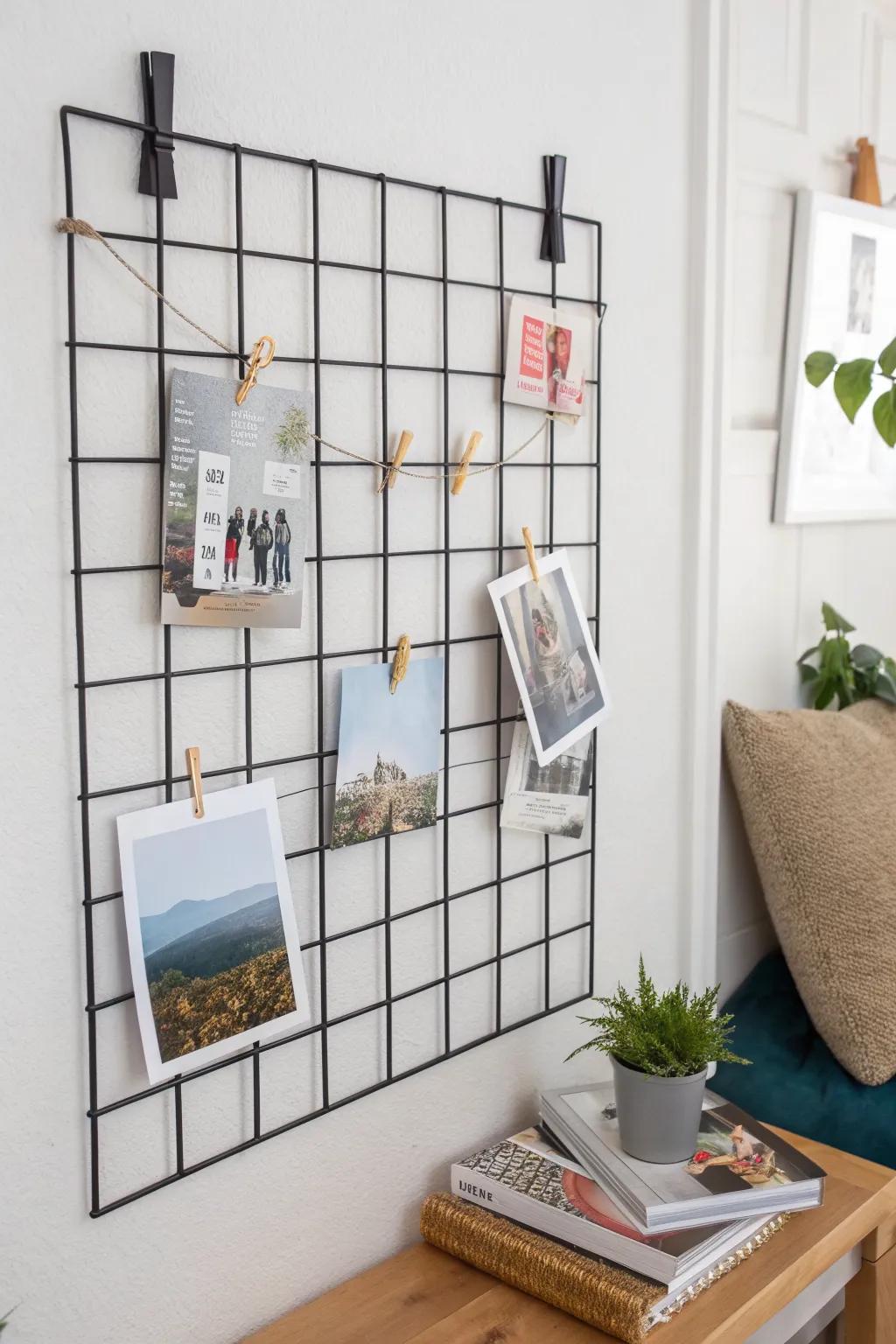 Turn postcards, tickets, and mini photos into a bold travel memory grid that warms any small space.