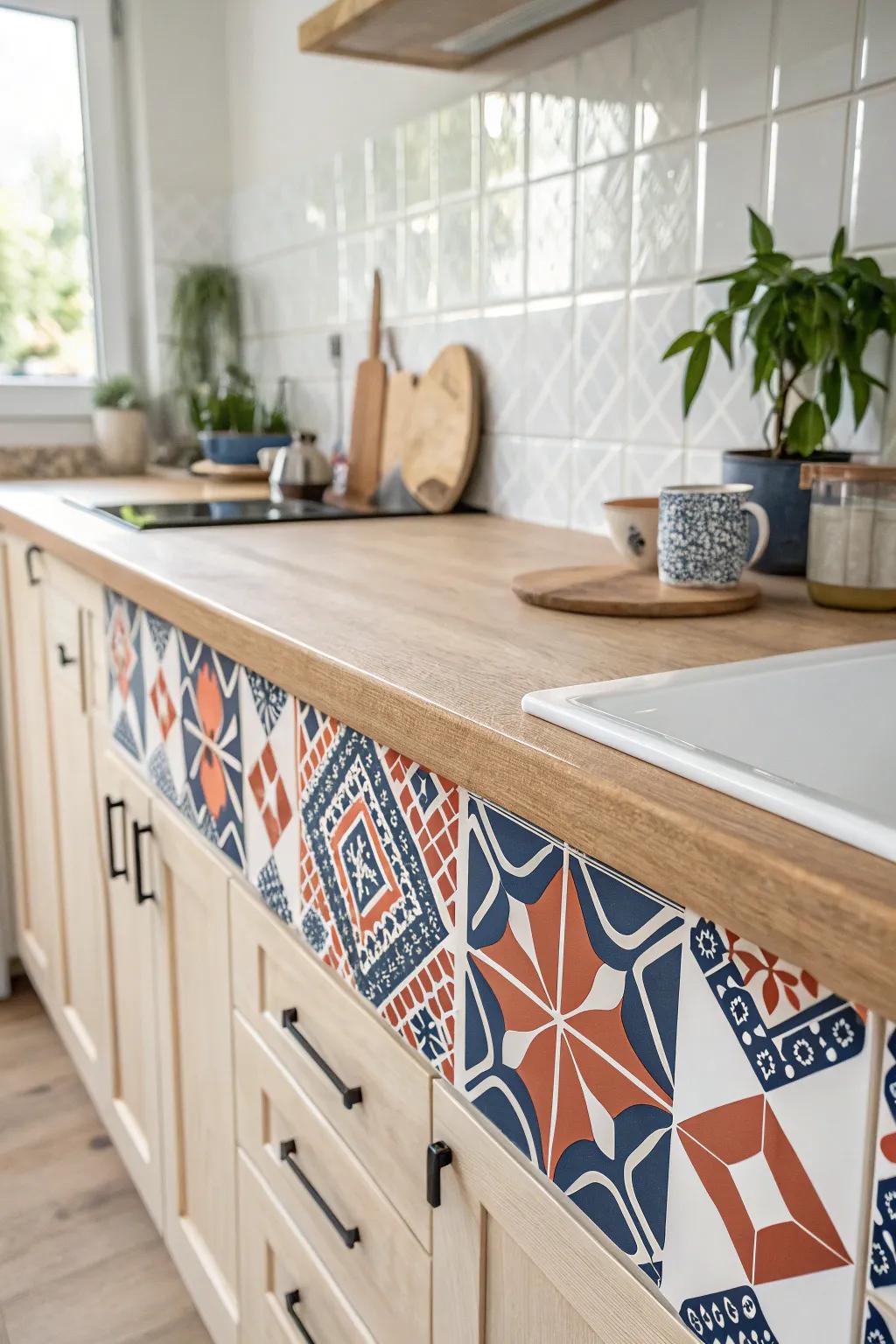 Transform your kitchen effortlessly with chic peel and stick tiles for a stunning countertop makeover.