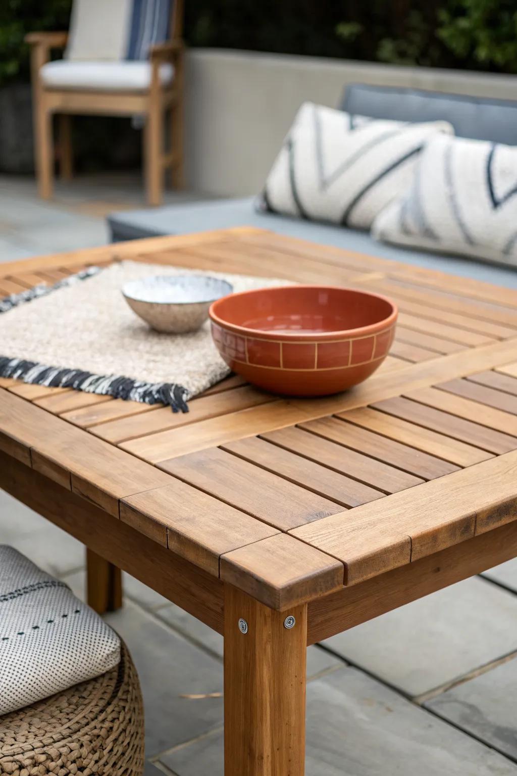 Go low: a petite floor table with cushions makes the tiniest patio feel airy and unforgettable.