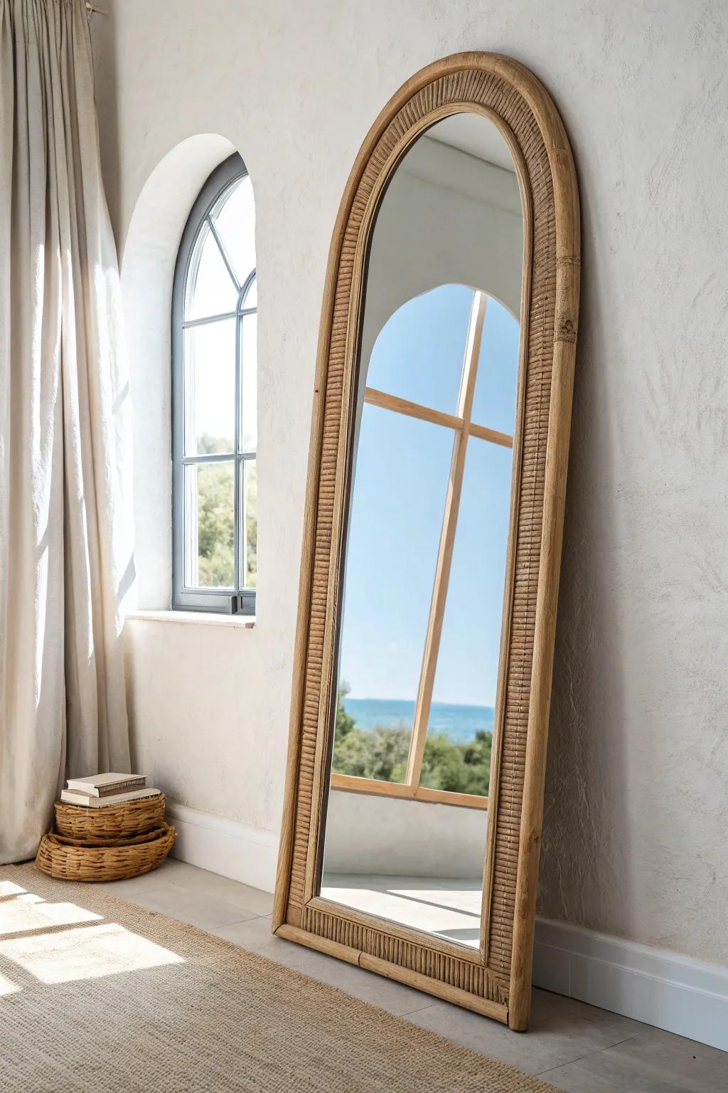 Place a mirror by a small window to double the glow and make your room feel instantly bigger.