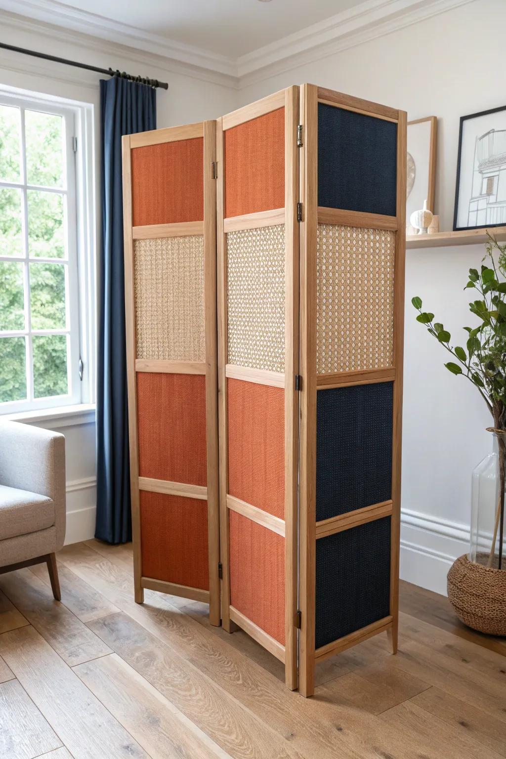 Create a movable study pod: one folding screen adds privacy, calm focus, and style.