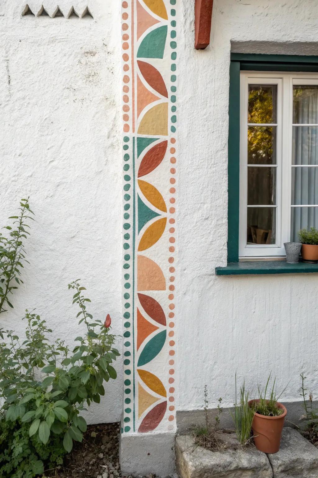 A skinny vertical mural stripe that turns awkward wall slivers into bold, intentional decor.