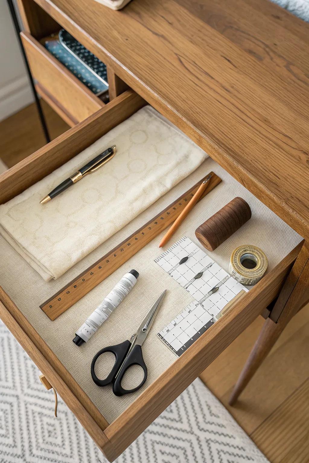 Shadow-spot drawer liner: trace your tools so you instantly see what’s missing.