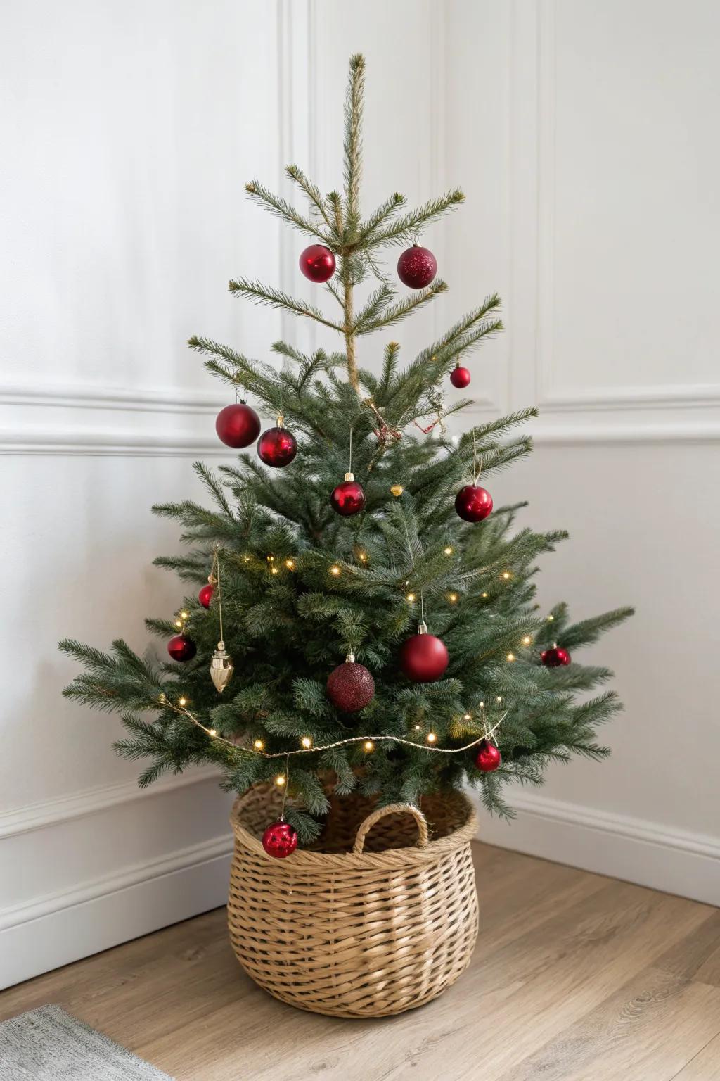 Classic red and green shine on a petite 4ft tree—instant holiday cheer for small spaces.