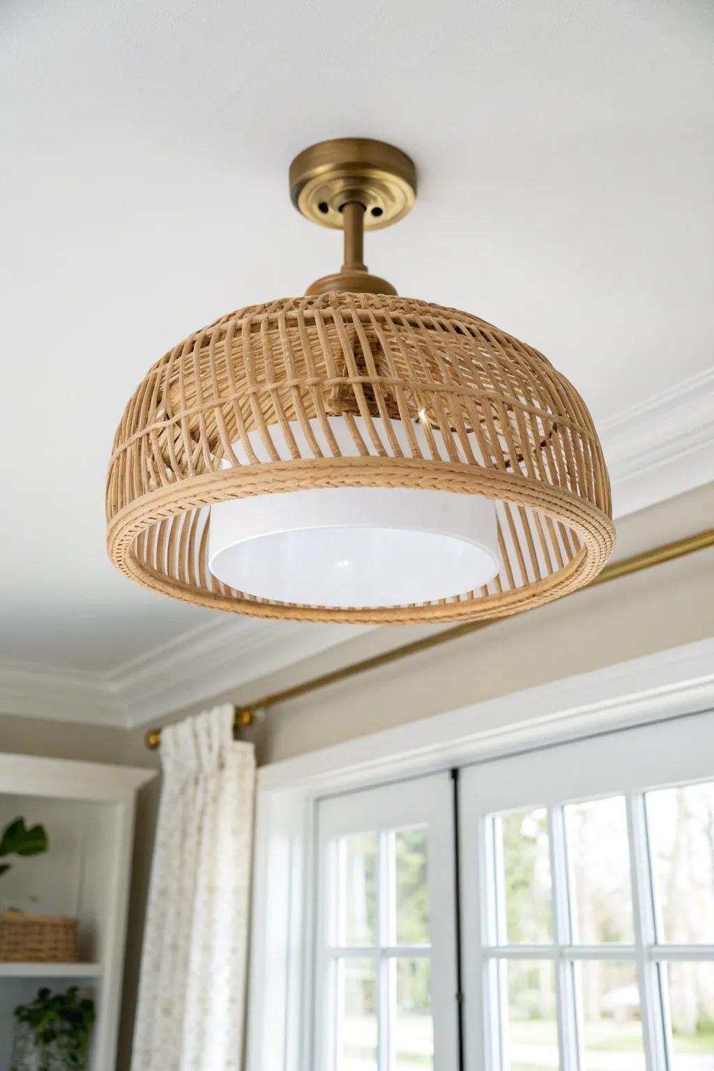 Keep an 8-foot ceiling airy with a chic semi-flush light that adds style, not bulk.