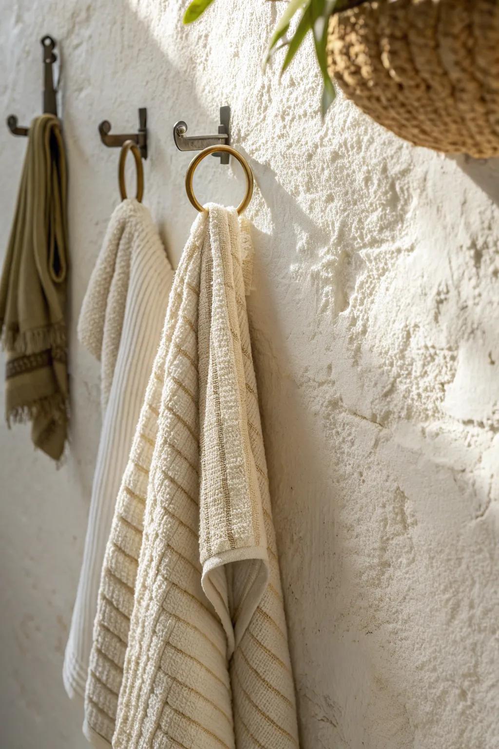 One double hook, two towels—streamlined and clutter-free for shared small bathrooms.