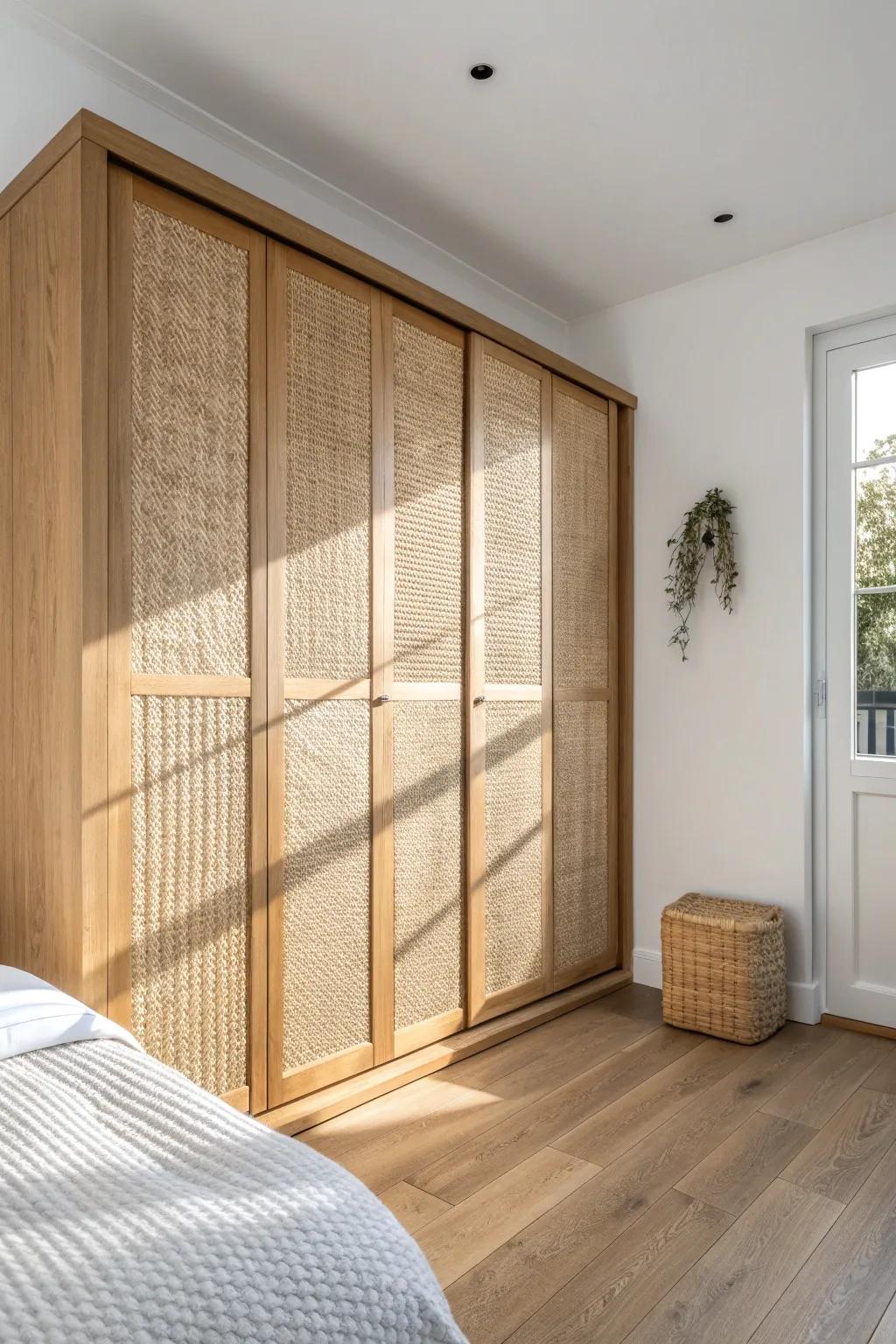 Slim sliding-door wardrobe fronts that save precious floor space in tight bedrooms.
