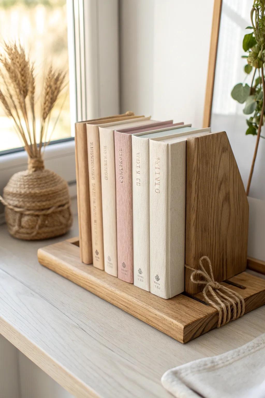 Alphabetize by author for a calm, library-like shelf—finding your next read becomes effortless.