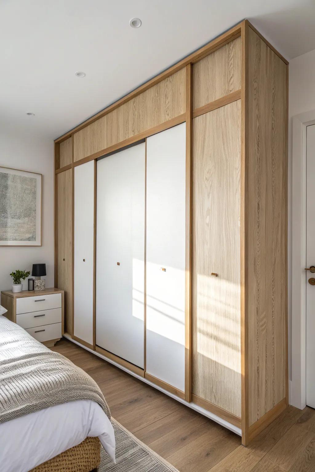 Sliding wardrobe doors keep small bedrooms feeling open—no swing space, just clean lines.