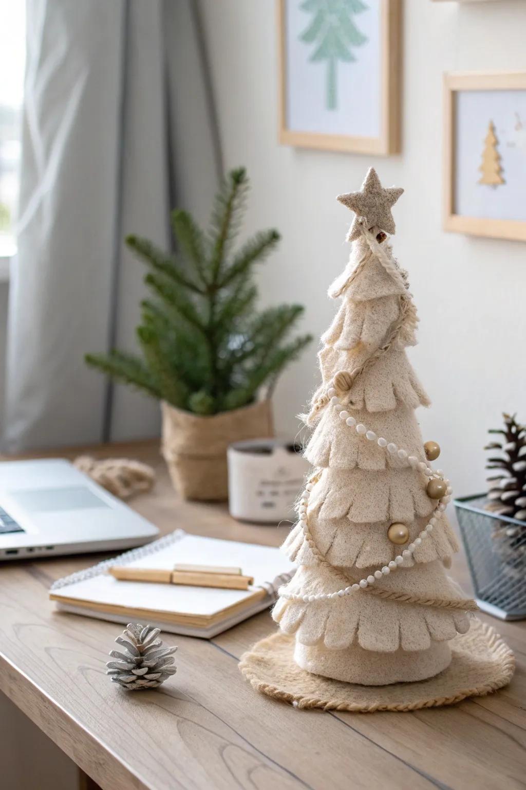 Charming Miniature Christmas Tree: A handcrafted touch of festive elegance for your home.