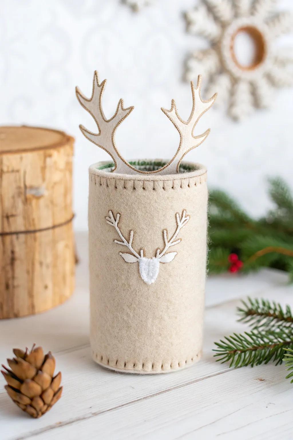 Add a whimsical touch to your holiday gatherings with these charming reindeer antler koozies!