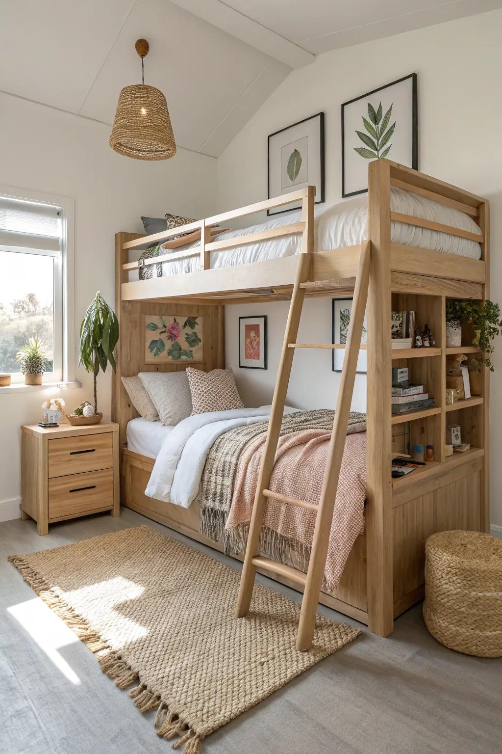 Loft your bed to double your dorm—sleep up top, study or lounge in a cozy nook below.
