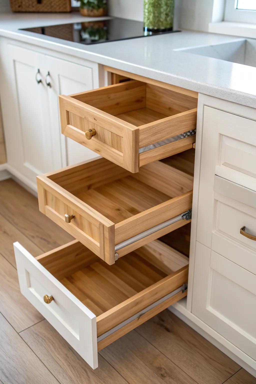 Full pull-out reset: clear the corner cabinet, wipe shelves, and rebuild a clutter-free system.
