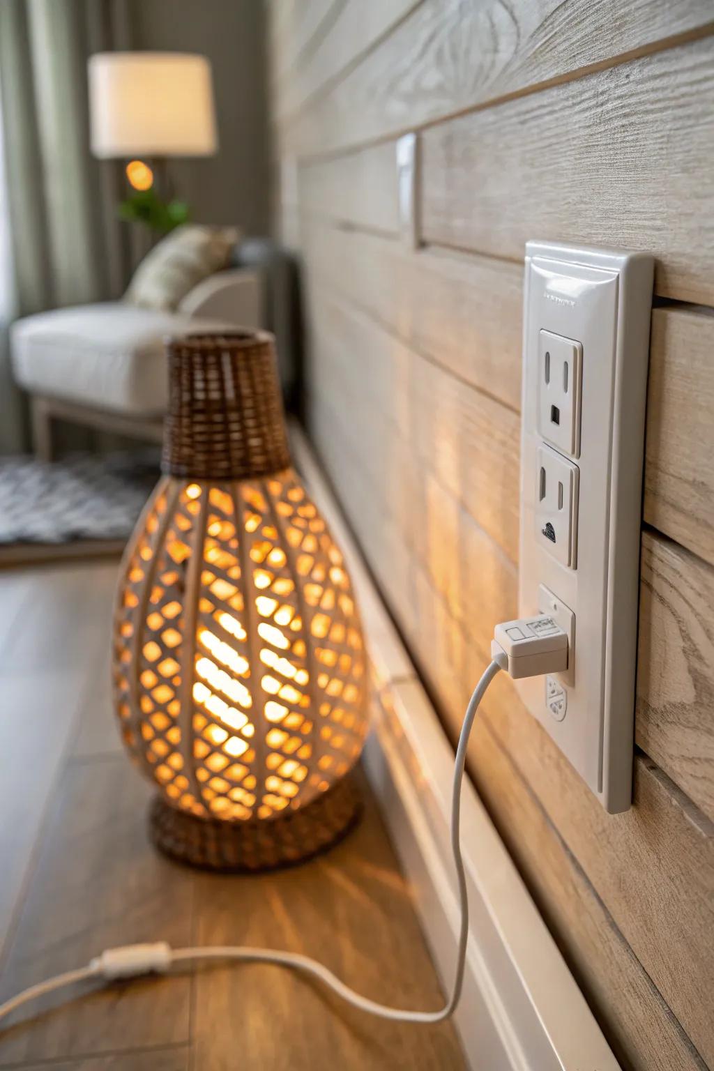 Instant cozy glow: a simple plug-in dimmer makes any lamp feel soft and soothing.