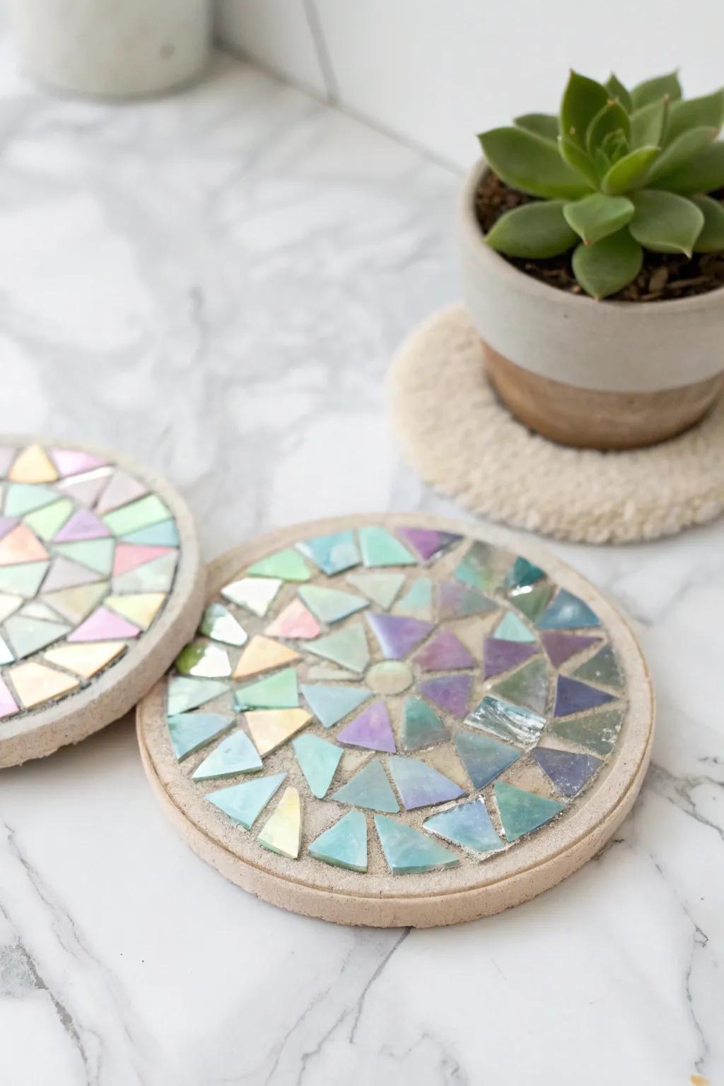 Transform old CDs into stunning mosaic coasters—where practicality meets artistic beauty.