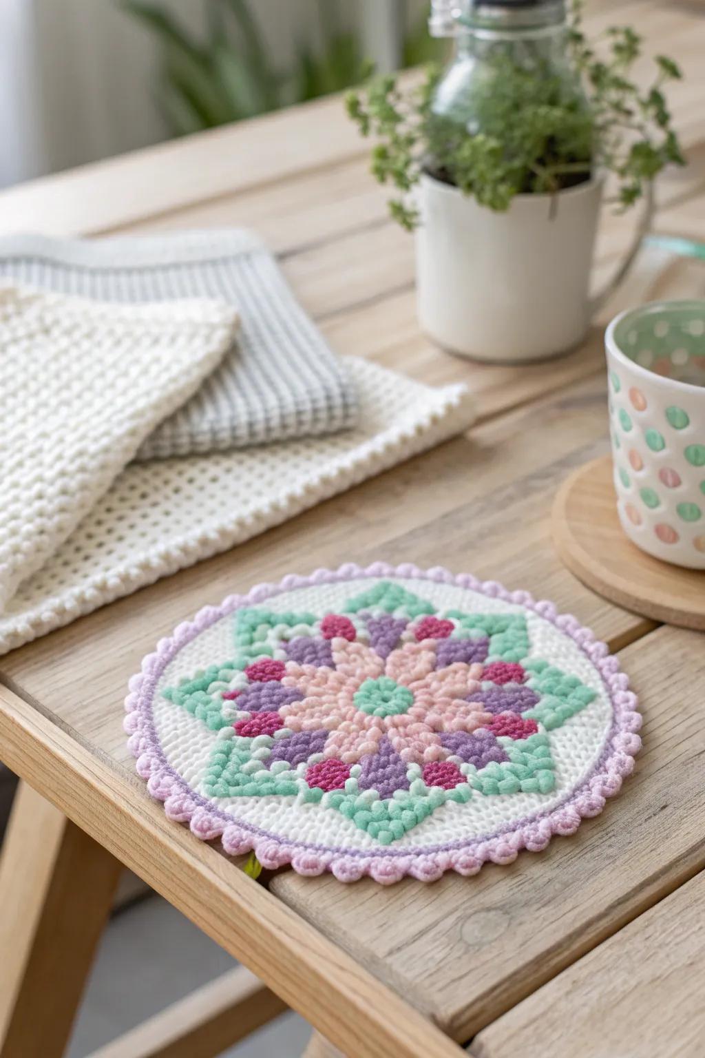 Bring spring to your table with this charming floral perler bead coaster, a perfect blend of minimalist and boho elegance.