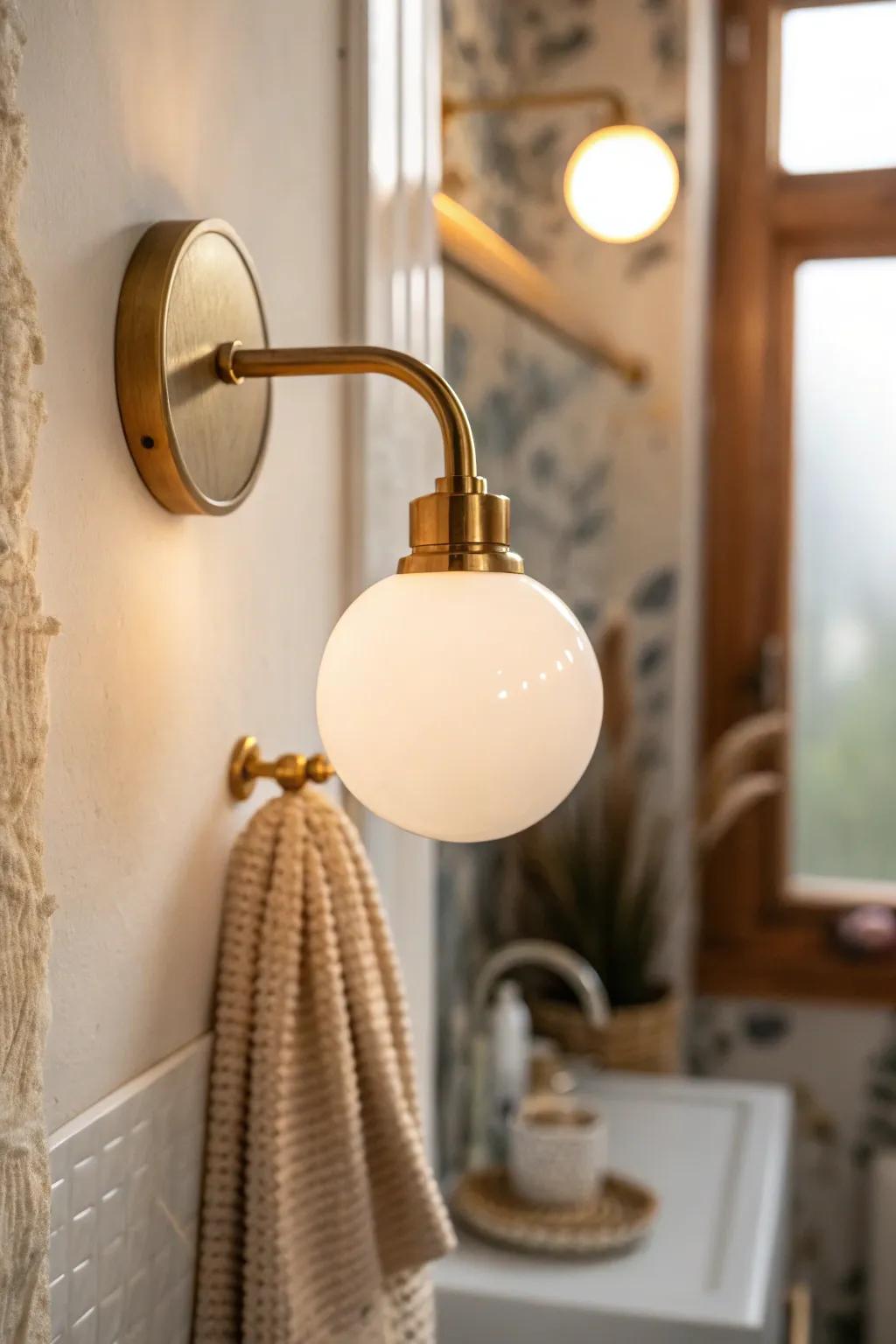 A warm-glow wall sconce adds spa-like depth to small bathrooms—no more harsh ceiling light.