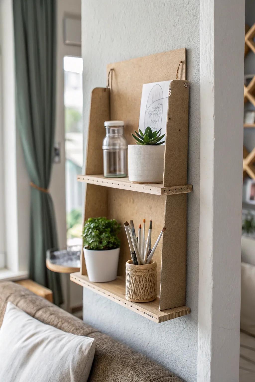 Elevate your space with DIY cardboard shelves – where simplicity meets elegance. 🌿✨