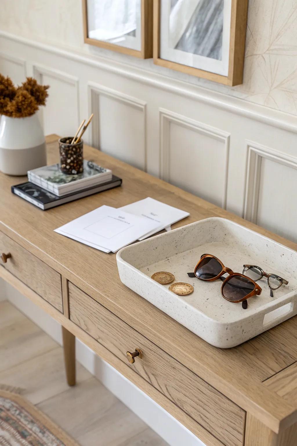 A handmade catchall tray turns everyday entryway clutter into calm, curated decor.