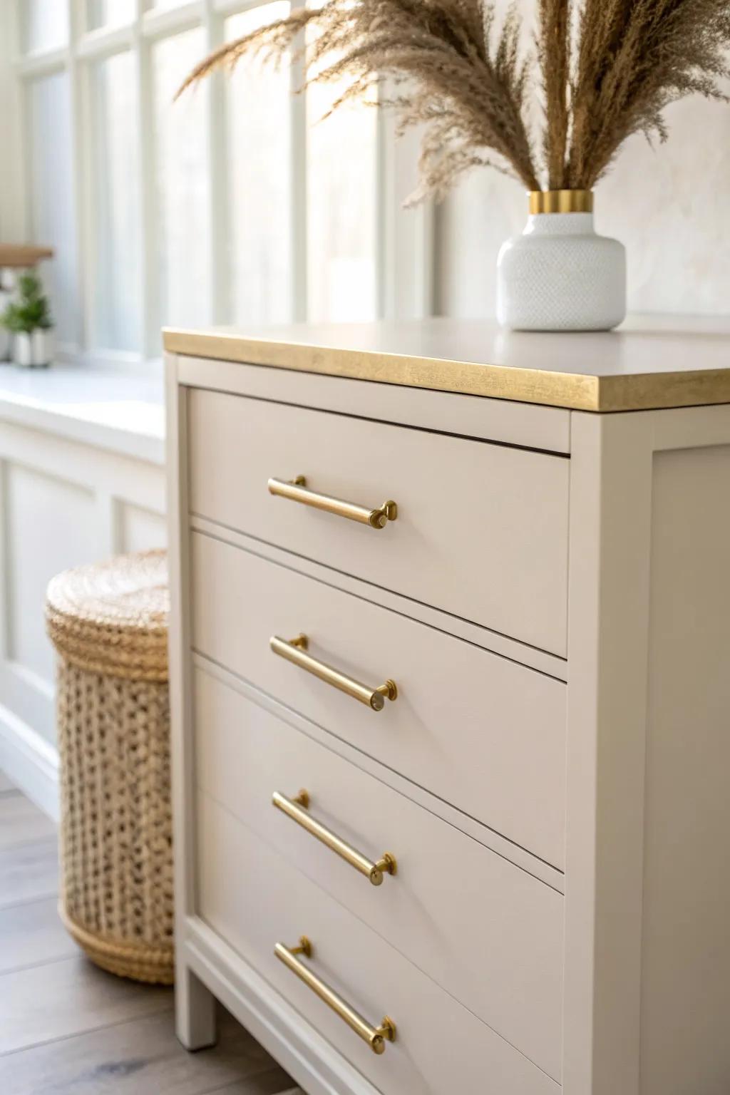 Modern brass pull swap: the fastest way to make a file cabinet look custom and new.