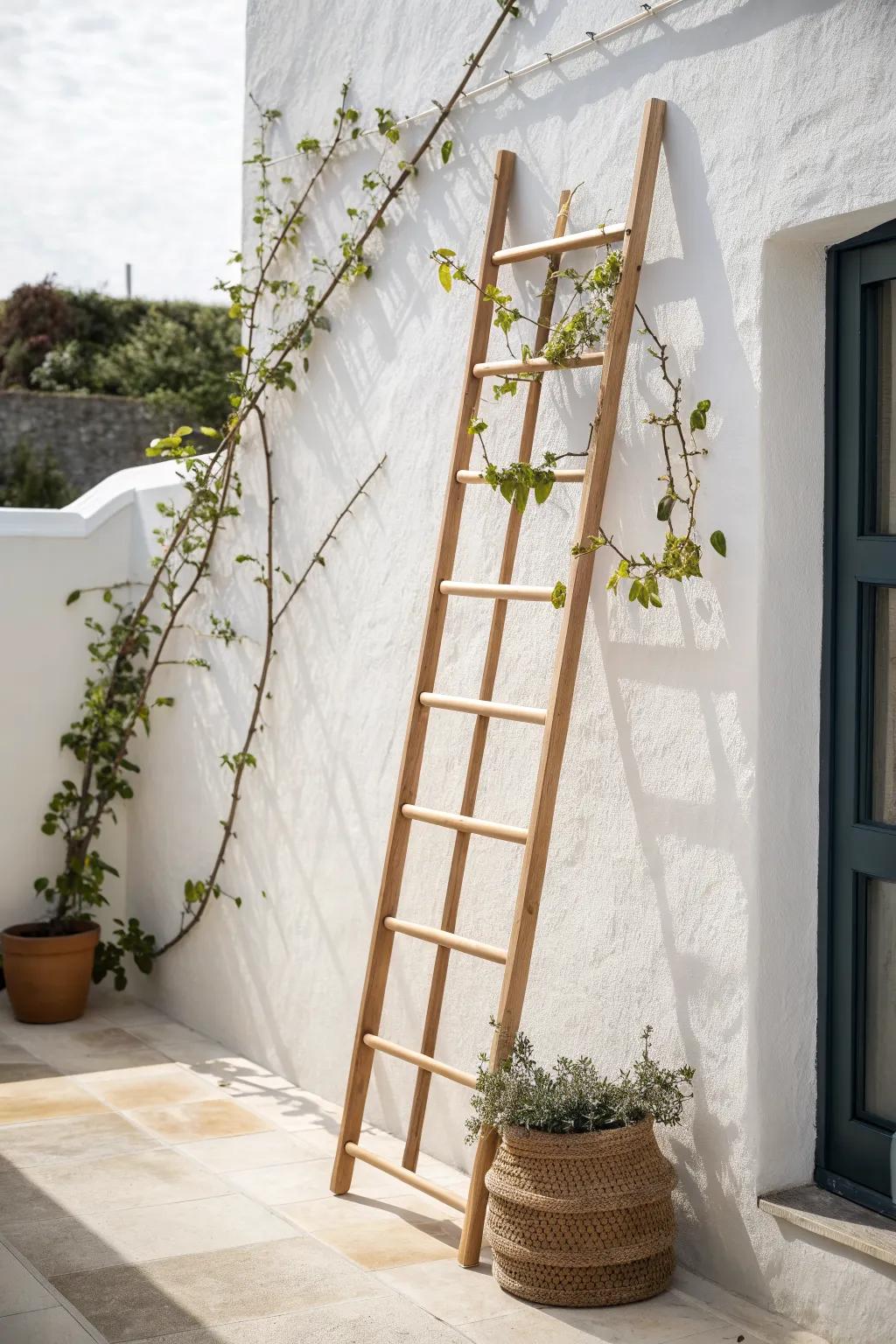Go vertical with a simple trellis—instant height and lush layers for the tiniest balcony.