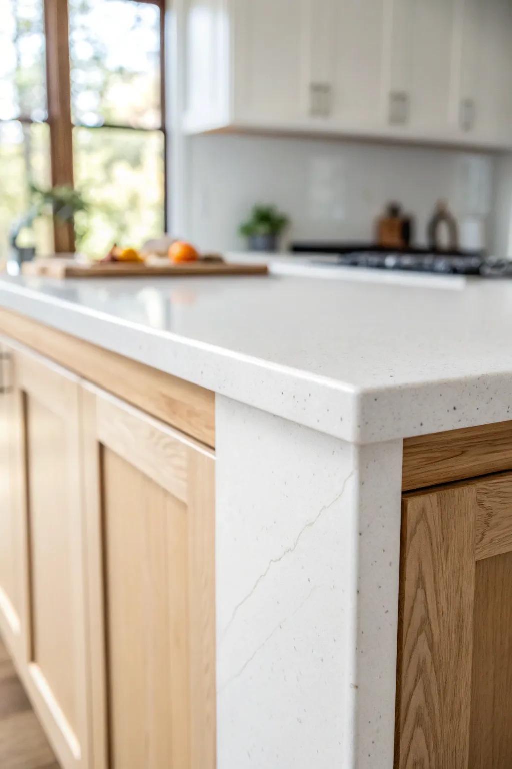Match the half-wall cap to your kitchen counter for a seamless, intentional open-plan look.